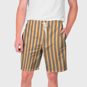 Мужские шорты 3D с принтом Полосатый серый и желтый в Белгороде,  полиэстер 100% | прямой крой, два кармана без застежек по бокам. Мягкая трикотажная резинка на поясе, внутри которой широкие завязки. Длина чуть выше колен | 