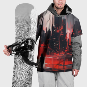 Накидка на куртку 3D с принтом Нарисованный город с силуэтом человека в Белгороде, 100% полиэстер |  | Тематика изображения на принте: 
