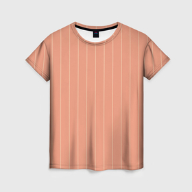 Женская футболка 3D с принтом Светлый коралловый полосы в Екатеринбурге, 100% полиэфир ( синтетическое хлопкоподобное полотно) | прямой крой, круглый вырез горловины, длина до линии бедер | 