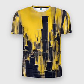 Мужская футболка 3D Slim с принтом Большой нарисованный город в Белгороде, 100% полиэстер с улучшенными характеристиками | приталенный силуэт, круглая горловина, широкие плечи, сужается к линии бедра | Тематика изображения на принте: 