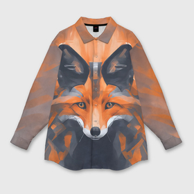 Мужская рубашка oversize 3D с принтом Нарисованная огненная лиса в Белгороде,  |  | 