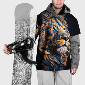 Накидка на куртку 3D с принтом Лев   геометрическая живопись в Кировске, 100% полиэстер |  | 