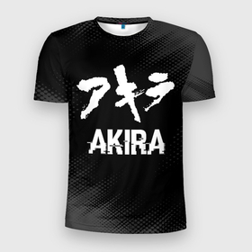 Мужская футболка 3D Slim с принтом Akira glitch на темном фоне в Санкт-Петербурге, 100% полиэстер с улучшенными характеристиками | приталенный силуэт, круглая горловина, широкие плечи, сужается к линии бедра | Тематика изображения на принте: 