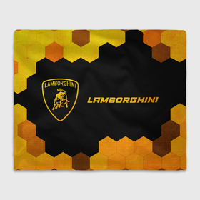 Плед 3D с принтом Lamborghini   gold gradient: надпись и символ в Санкт-Петербурге, 100% полиэстер | закругленные углы, все края обработаны. Ткань не мнется и не растягивается | 