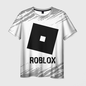 Мужская футболка 3D с принтом Roblox glitch на светлом фоне в Курске, 100% полиэфир | прямой крой, круглый вырез горловины, длина до линии бедер | 