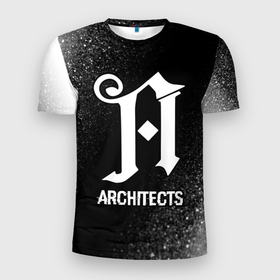 Мужская футболка 3D Slim с принтом Architects glitch на темном фоне в Тюмени, 100% полиэстер с улучшенными характеристиками | приталенный силуэт, круглая горловина, широкие плечи, сужается к линии бедра | 