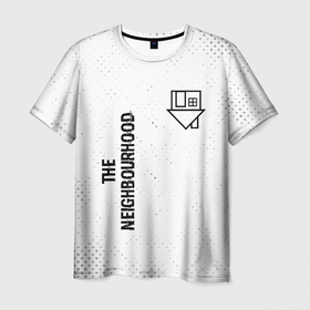 Мужская футболка 3D с принтом The Neighbourhood glitch на светлом фоне: надпись, символ в Тюмени, 100% полиэфир | прямой крой, круглый вырез горловины, длина до линии бедер | 