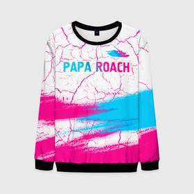 Мужской свитшот 3D с принтом Papa Roach neon gradient style: символ сверху в Тюмени, 100% полиэстер с мягким внутренним слоем | круглый вырез горловины, мягкая резинка на манжетах и поясе, свободная посадка по фигуре | 