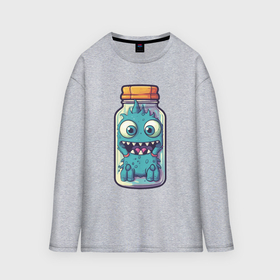 Мужской лонгслив oversize хлопок с принтом Monster in Bottle: Slumbervile в Рязани,  |  | 