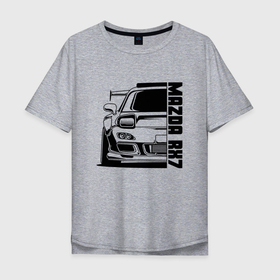 Мужская футболка хлопок Oversize с принтом Mazda RX7 в Тюмени, 100% хлопок | свободный крой, круглый ворот, “спинка” длиннее передней части | Тематика изображения на принте: 