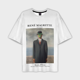 Мужская футболка oversize 3D с принтом Рене Магритт   Сын человеческий в Санкт-Петербурге,  |  | Тематика изображения на принте: 