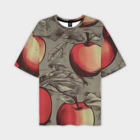 Мужская футболка oversize 3D с принтом Яблоки c листьями в Петрозаводске,  |  | 