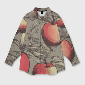 Мужская рубашка oversize 3D с принтом Яблоки c листьями в Санкт-Петербурге,  |  | Тематика изображения на принте: 