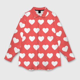Мужская рубашка oversize 3D с принтом Сердечки на красном фоне ,  |  | 