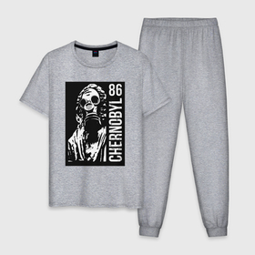 Мужская пижама хлопок с принтом Чернобыль 1986 , 100% хлопок | брюки и футболка прямого кроя, без карманов, на брюках мягкая резинка на поясе и по низу штанин
 | 