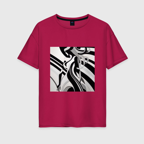Женская футболка хлопок Oversize с принтом Очертания женской фигуры абстракция в Белгороде, 100% хлопок | свободный крой, круглый ворот, спущенный рукав, длина до линии бедер
 | 