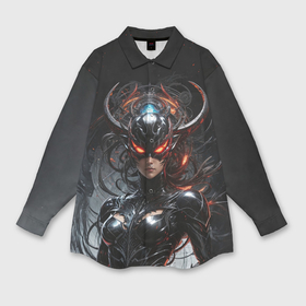Мужская рубашка oversize 3D с принтом Демоническая воительница в Санкт-Петербурге,  |  | 