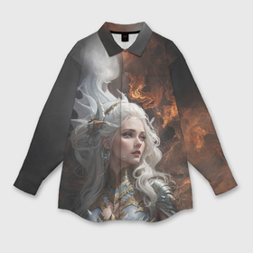 Мужская рубашка oversize 3D с принтом Девушка дракон в Белгороде,  |  | 