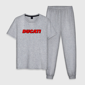 Мужская пижама хлопок с принтом Ducati   красный градиент в Петрозаводске, 100% хлопок | брюки и футболка прямого кроя, без карманов, на брюках мягкая резинка на поясе и по низу штанин
 | 