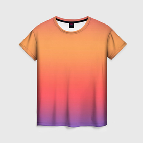 Женская футболка 3D с принтом Цвета заката градиент , 100% полиэфир ( синтетическое хлопкоподобное полотно) | прямой крой, круглый вырез горловины, длина до линии бедер | 