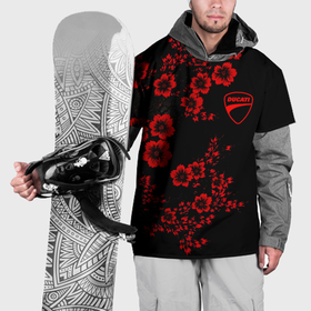 Накидка на куртку 3D с принтом Ducati   red flowers в Курске, 100% полиэстер |  | 