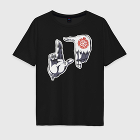Мужская футболка хлопок Oversize с принтом Хеллсинг ладони Алукарда в Екатеринбурге, 100% хлопок | свободный крой, круглый ворот, “спинка” длиннее передней части | Тематика изображения на принте: 