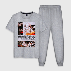 Мужская пижама хлопок с принтом Хеллсинг постер в Петрозаводске, 100% хлопок | брюки и футболка прямого кроя, без карманов, на брюках мягкая резинка на поясе и по низу штанин
 | 