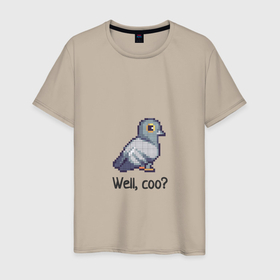 Мужская футболка хлопок с принтом the confused pigeon в Санкт-Петербурге, 100% хлопок | прямой крой, круглый вырез горловины, длина до линии бедер, слегка спущенное плечо. | 