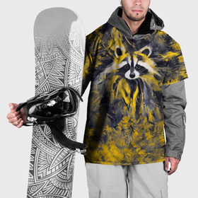 Накидка на куртку 3D с принтом Абстрактный желтый енот в стиле арт в Тюмени, 100% полиэстер |  | Тематика изображения на принте: 