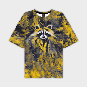 Мужская футболка oversize 3D с принтом Абстрактный желтый енот в стиле арт в Екатеринбурге,  |  | 