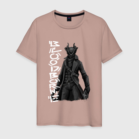 Мужская футболка хлопок с принтом Bloodborne охотник в Кировске, 100% хлопок | прямой крой, круглый вырез горловины, длина до линии бедер, слегка спущенное плечо. | 