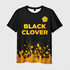 Мужская футболка 3D с принтом Black Clover   gold gradient: символ сверху в Екатеринбурге, 100% полиэфир | прямой крой, круглый вырез горловины, длина до линии бедер | 