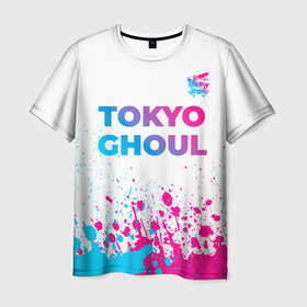 Мужская футболка 3D с принтом Tokyo Ghoul neon gradient style: символ сверху , 100% полиэфир | прямой крой, круглый вырез горловины, длина до линии бедер | Тематика изображения на принте: 