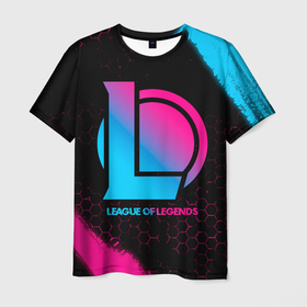 Мужская футболка 3D с принтом League of Legends   neon gradient в Санкт-Петербурге, 100% полиэфир | прямой крой, круглый вырез горловины, длина до линии бедер | Тематика изображения на принте: 