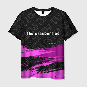 Мужская футболка 3D с принтом The Cranberries rock legends: символ сверху в Санкт-Петербурге, 100% полиэфир | прямой крой, круглый вырез горловины, длина до линии бедер | Тематика изображения на принте: 