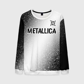 Мужской свитшот 3D с принтом Metallica glitch на светлом фоне: символ сверху в Тюмени, 100% полиэстер с мягким внутренним слоем | круглый вырез горловины, мягкая резинка на манжетах и поясе, свободная посадка по фигуре | 