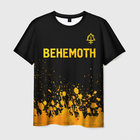 Мужская футболка 3D с принтом Behemoth   gold gradient: символ сверху , 100% полиэфир | прямой крой, круглый вырез горловины, длина до линии бедер | 