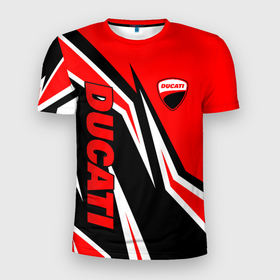 Мужская футболка 3D Slim с принтом Ducati  red stripes в Петрозаводске, 100% полиэстер с улучшенными характеристиками | приталенный силуэт, круглая горловина, широкие плечи, сужается к линии бедра | 