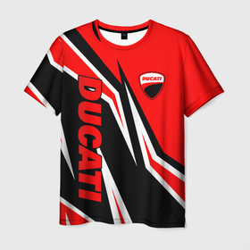 Мужская футболка 3D с принтом Ducati  red stripes в Екатеринбурге, 100% полиэфир | прямой крой, круглый вырез горловины, длина до линии бедер | Тематика изображения на принте: 