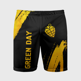 Мужские шорты спортивные с принтом Green Day   gold gradient: надпись, символ в Екатеринбурге,  |  | 