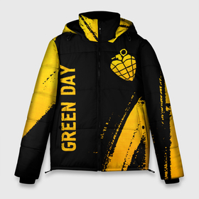 Мужская зимняя куртка 3D с принтом Green Day   gold gradient: надпись, символ в Тюмени, верх — 100% полиэстер; подкладка — 100% полиэстер; утеплитель — 100% полиэстер | длина ниже бедра, свободный силуэт Оверсайз. Есть воротник-стойка, отстегивающийся капюшон и ветрозащитная планка. 

Боковые карманы с листочкой на кнопках и внутренний карман на молнии. | 