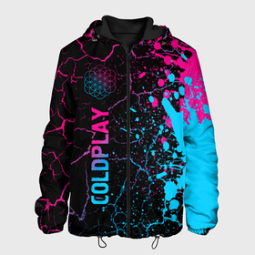 Мужская куртка 3D с принтом Coldplay   neon gradient: по вертикали в Кировске, ткань верха — 100% полиэстер, подклад — флис | прямой крой, подол и капюшон оформлены резинкой с фиксаторами, два кармана без застежек по бокам, один большой потайной карман на груди. Карман на груди застегивается на липучку | 