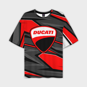Мужская футболка oversize 3D с принтом Ducati   red stripes в Петрозаводске,  |  | 