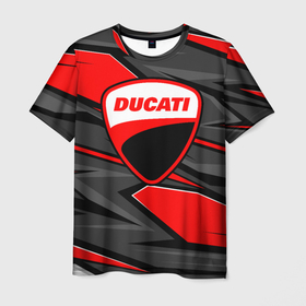 Мужская футболка 3D с принтом Ducati   red stripes в Белгороде, 100% полиэфир | прямой крой, круглый вырез горловины, длина до линии бедер | 