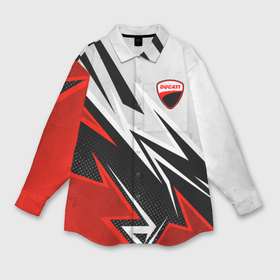 Мужская рубашка oversize 3D с принтом Ducati   белый и красный в Тюмени,  |  | 