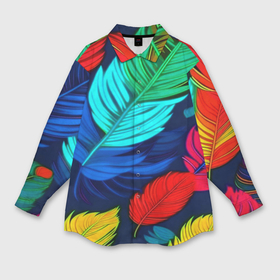 Мужская рубашка oversize 3D с принтом яркие перья в Белгороде,  |  | 