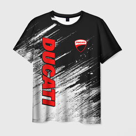 Мужская футболка 3D с принтом Ducati   потертости краски в Кировске, 100% полиэфир | прямой крой, круглый вырез горловины, длина до линии бедер | 