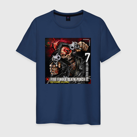 Мужская футболка хлопок с принтом Обложка альбома And Justice for None группы Five Finger Death Punch в Тюмени, 100% хлопок | прямой крой, круглый вырез горловины, длина до линии бедер, слегка спущенное плечо. | 