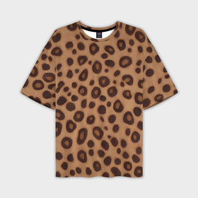 Мужская футболка oversize 3D с принтом шкура леопарда коричневая ,  |  | 