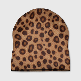 Шапка 3D с принтом шкура леопарда коричневая , 100% полиэстер | универсальный размер, печать по всей поверхности изделия | 